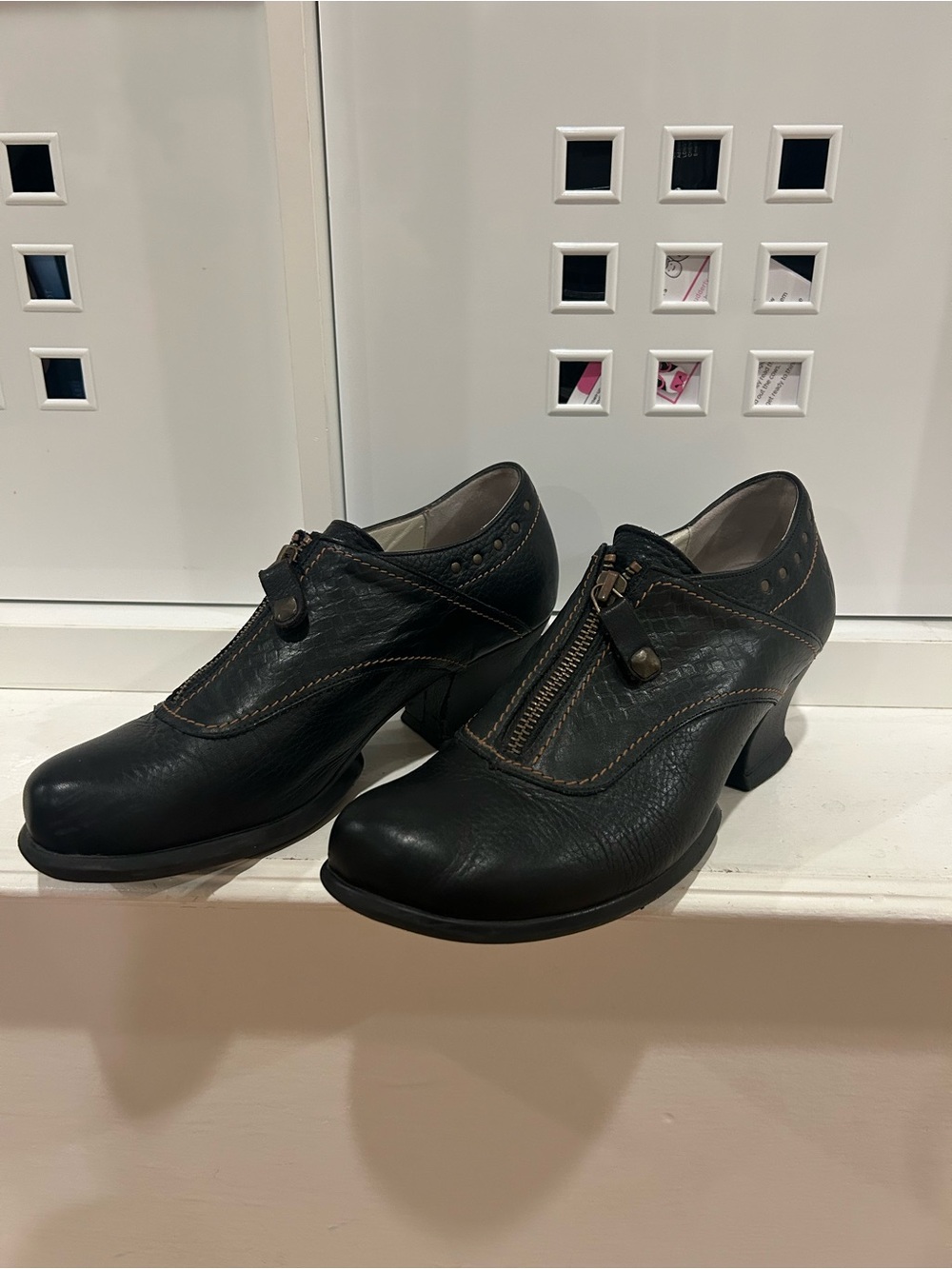 John Fluevog Thanks Cheers Zipper Block Heels